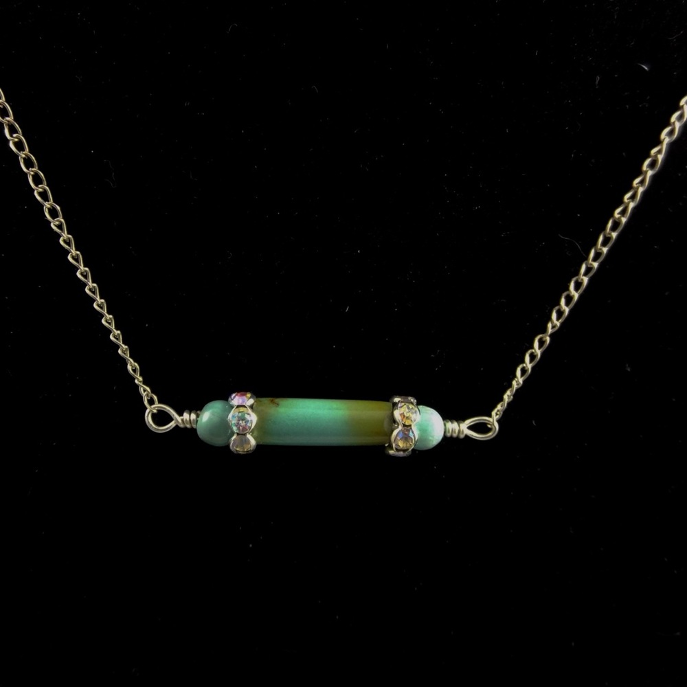 Turquoise and crystal bar necklace